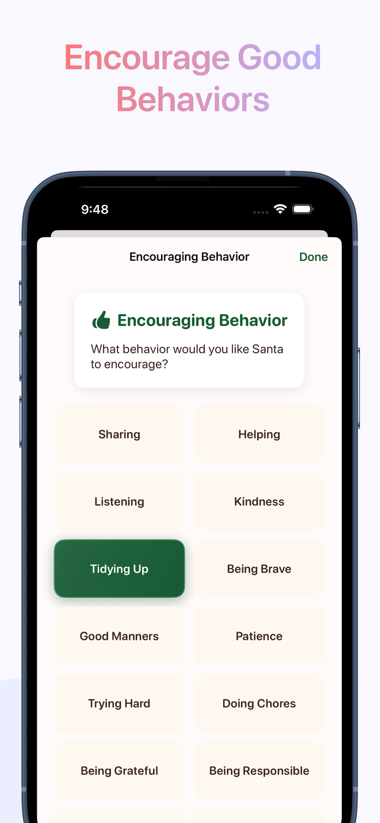 Encouragement screen